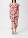 Isabel Marant Terenae Ikat Print Bubble Sleeve Stretch Silk Midi Dress In Pink