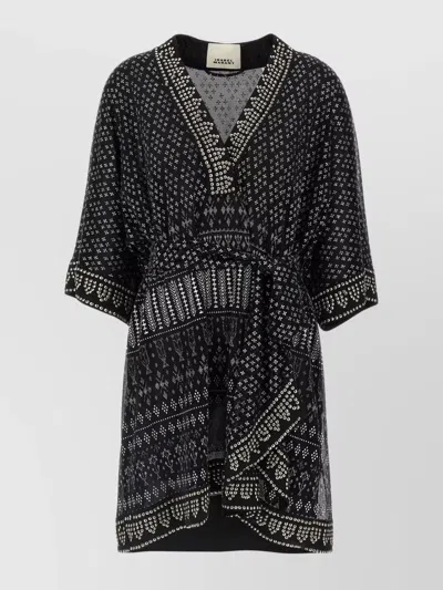 ISABEL MARANT DRESS 'NAWEL' V-NECKLINE BELTED WAIST