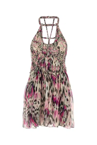Isabel Marant Mini Abito Rozilda In Seta Stampata Donna In Multi