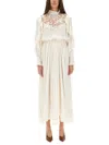 Isabel Marant Long Dress With Lace And Ruffles In White