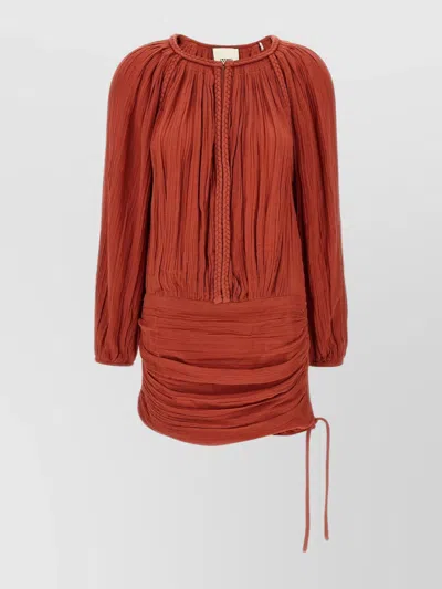 ISABEL MARANT DRESS WITH TRIM DRAWSTRING PLEATS SLEEVES