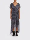 Isabel Marant Womens Faded Night Tylena Printed Ruffle-trim Silk Midi Dress In Blue