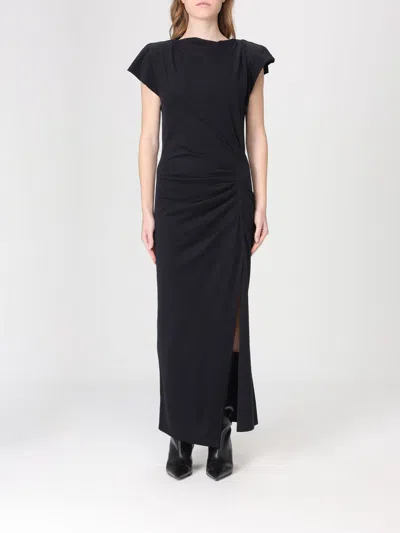 Isabel Marant Nadela Draped Midi Dress With Ruched Detail In Black