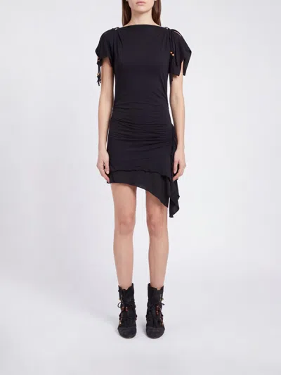 Isabel Marant Janick Draped Cotton-jersey Mini Dress In Black
