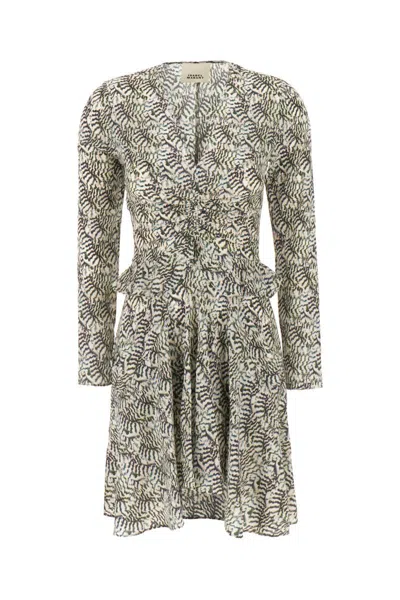 Isabel Marant Unique Print Stretch Silk Dress In Multi