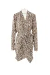 Isabel Marant Cleora Long-sleeved Dress In Beige