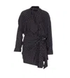 Isabel Marant Dots Print Wrap Dress Belted Waist In Black