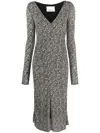 Isabel Marant Laly Abstract-pattern Midi Dress In Black
