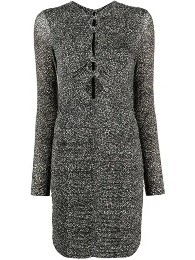 Isabel Marant Jana Cutout Ruched Printed Stretch-jersey Mini Dress In Schwarz
