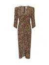Isabel Marant Albini Printed Gathered Three-quarter Sleeve Dress In Brown