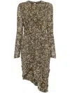 Isabel Marant Draped Midi Dress In Leopard Print In Brown