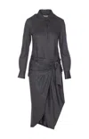 Isabel Marant Wrap Dress With Belted Waist And Stripes In Gray