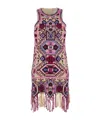 Isabel Marant Fringed Embroidered Geometric Scoop Sleeveless Dress In Multi