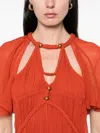 Isabel Marant Randalia Embellished Cutout Printed Silk-crepon Mini Dress In Orange