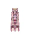 Isabel Marant Fringed Embroidered Geometric Scoop Sleeveless Dress In Multi