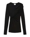 Isabel Marant Asymmetric Draped Long Sleeve Top In Black