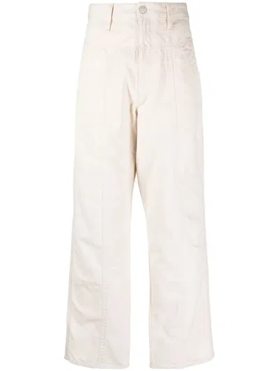Isabel Marant Cotton Straight-leg Trousers In Neutrals