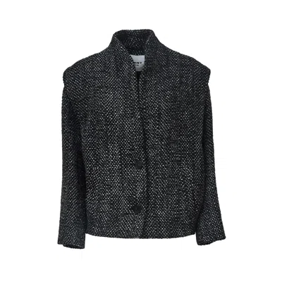 Isabel Marant Drogo Herringbone Collarless Wool-blend Jacket In Black