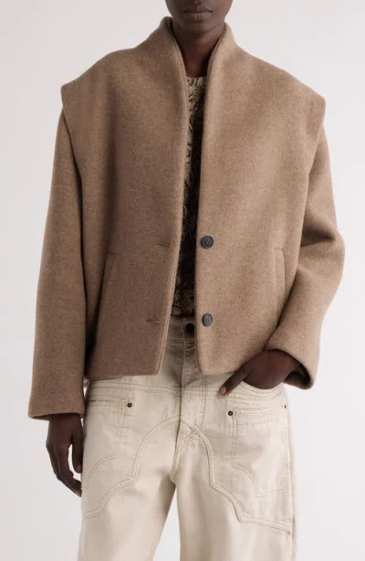 Isabel Marant Drogo Wool Blend Felt Crop Jacket In Taupe