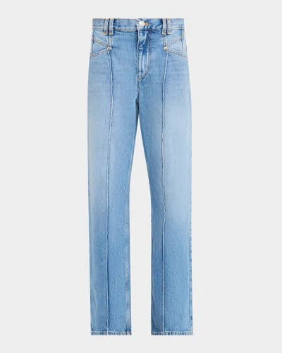 Isabel Marant Drolane Pintuck Straight-leg Jeans In Blue