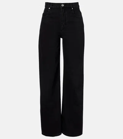 Isabel Marant Distressed Denim Trousers With Wide-leg Design In Black