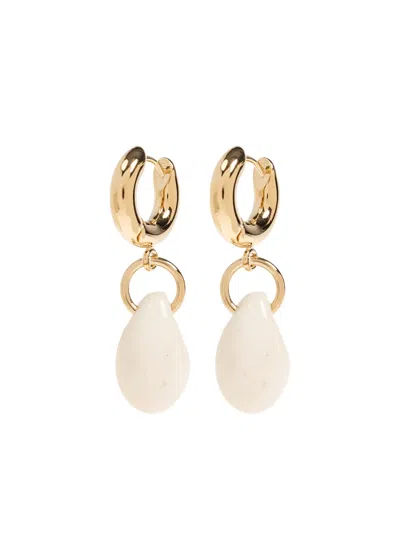Isabel Marant Hoop Pendant Earrings Drop Design Polished In White