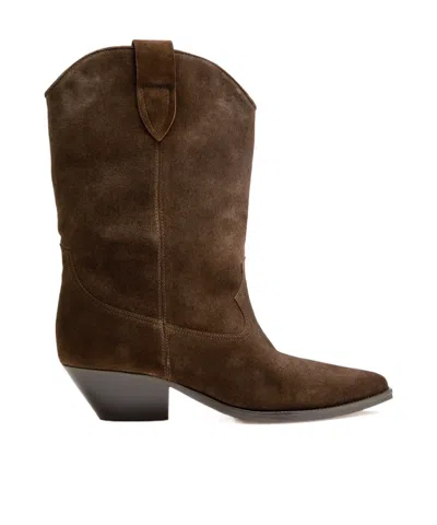 Isabel Marant Duerto 40 Western Suede Mid-calf Boots In Animal Print
