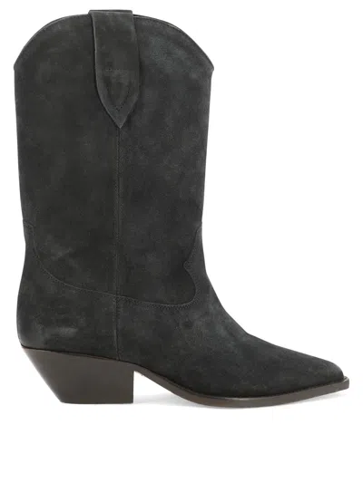 Isabel Marant Duerto Cuban Heel Suede Ankle Boots In Black