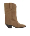 Isabel Marant Duerto Embroidered Suede Cowboy Boots In Brown