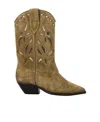 Isabel Marant Duerto Perforated Suede Western Boots In Brown