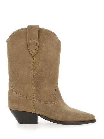 Isabel Marant 'duerto' Beige Western Style Boots In Suede Woman