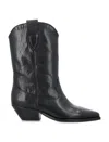 Isabel Marant Womens Black Duerto Pointed-toe Leather Heeled Cowboy Boots In Black