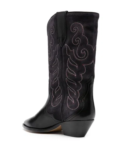 Isabel Marant 50mm Embroidered-design Leather Boots In Black