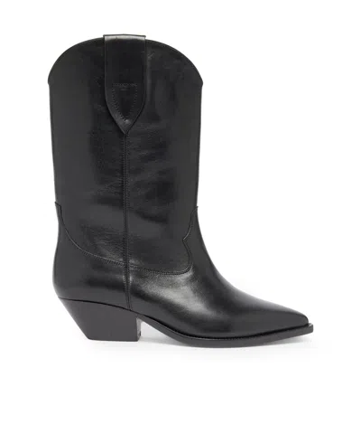 Isabel Marant Duerto Gz Pointed Toe Mid-calf Leather Boots In Black