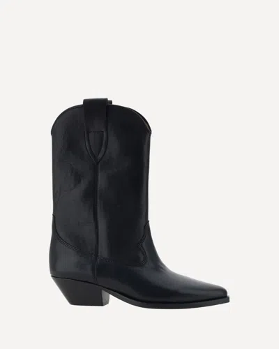 Isabel Marant Duerto Gz Pointed Toe Mid-calf Leather Boots In Black
