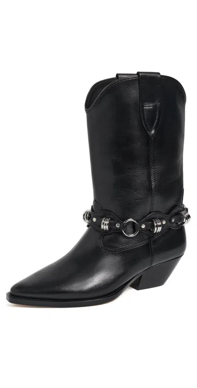 Isabel Marant Duerto 45 Chain-embellished Leather Ankle Boots In Black