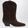 Isabel Marant Duerto Chocolate Cowboy Boots In Suede