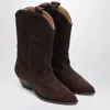 Isabel Marant Duerto Chocolate Cowboy Boots In Suede