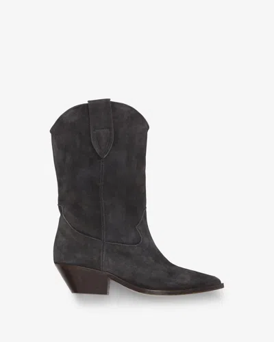 Isabel Marant Duerto Suede Cowboy Boot In Faded Black