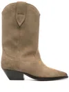 Isabel Marant Mid-height Suede Western Boots With Pointed Toe And Block Heel In Brown