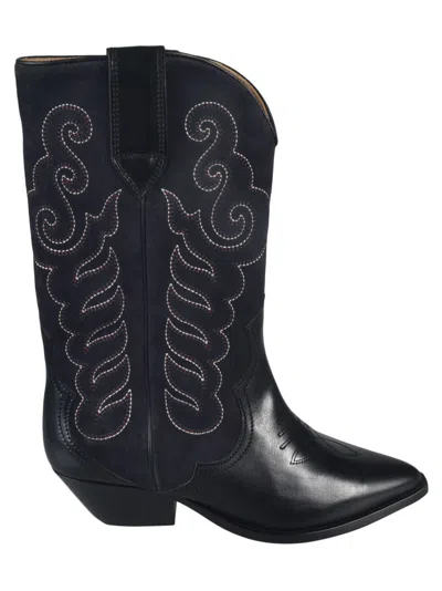 Isabel Marant Duerto Embroidered Boots In Black/faded Black