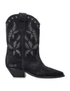 Isabel Marant Duerto Studded Suede Cowboy Boots In Faded Black Silver