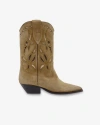 Isabel Marant Duerto Perforated Suede Western Boots In Taupe
