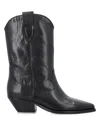 Isabel Marant Women's Premium Leather Pointed Toe Block Heel Ankle Boots In Black