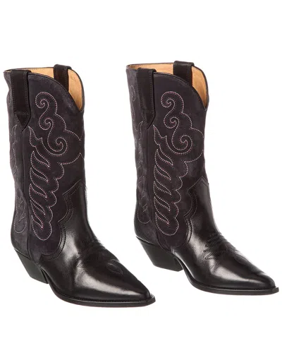 Isabel Marant Embroidered Suede And Leather Boots In Black