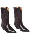 Isabel Marant 50mm Embroidered-design Leather Boots In Black