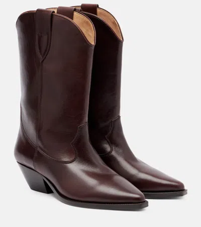 Isabel Marant Duerto Leather Ankle Boots In Burgundy