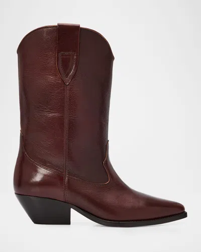 Isabel Marant Duerto Leather Western Boots In Brown