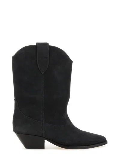 Isabel Marant Duerto Pointed-toe Calf Suede Mid-calf Boots In Black