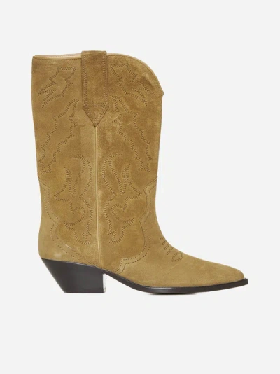 Isabel Marant Duerto Suede Cowboy Boots In Taupe